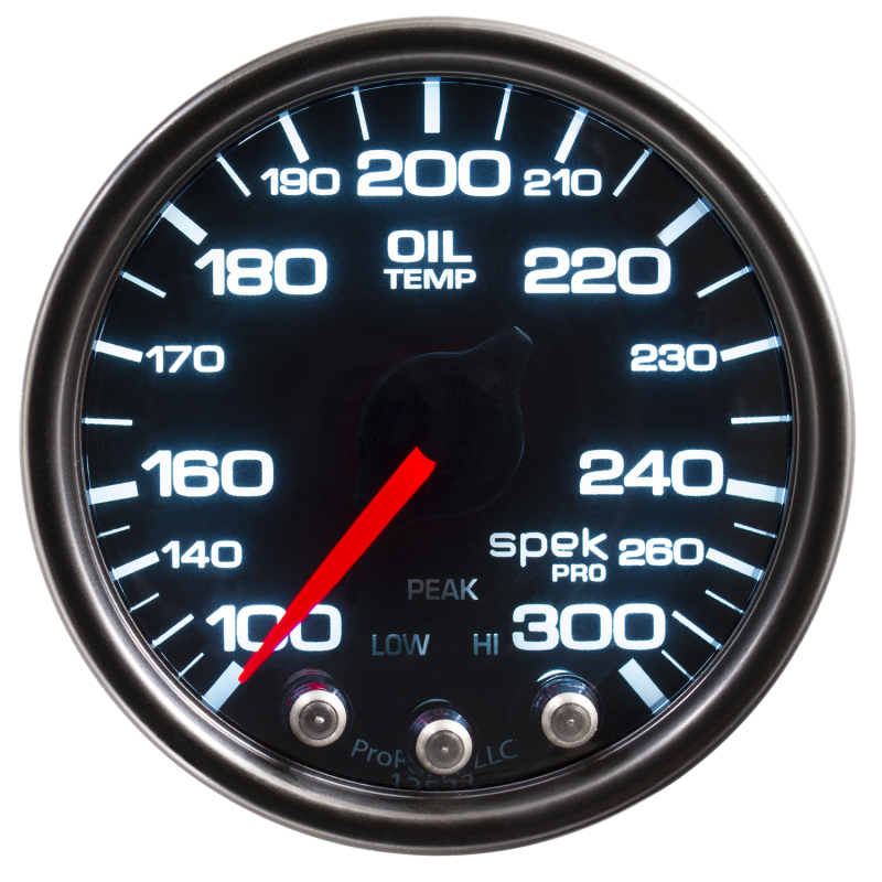 Autometer Spek-Pro Gauge Oil Temp 2 1/16in 300f Stepper Motor W/Peak & Warn Blk/Smoke/Blk thumbnail 8