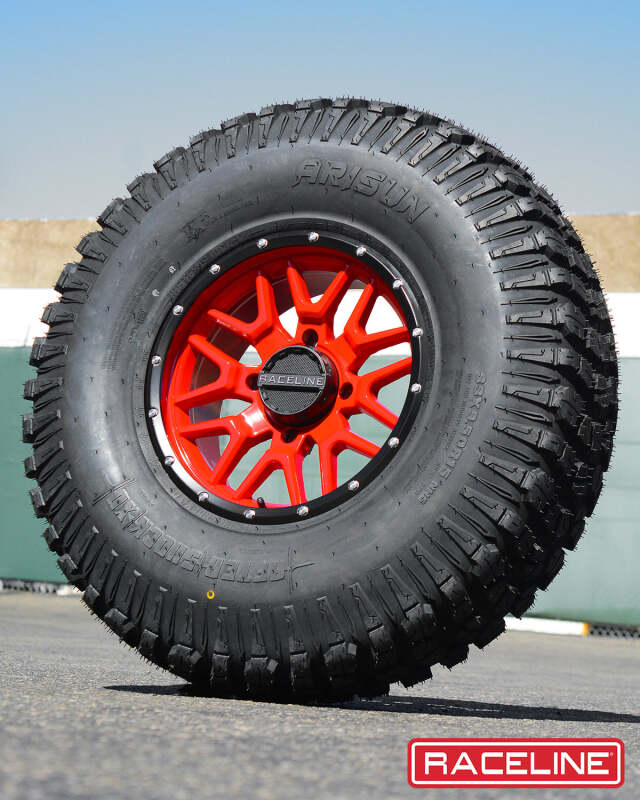 Raceline A94R Krank 14x7in / 4x156 BP / 38mm Offset / 132.5mm Bore - Red & Black Lip Wheel thumbnail 8