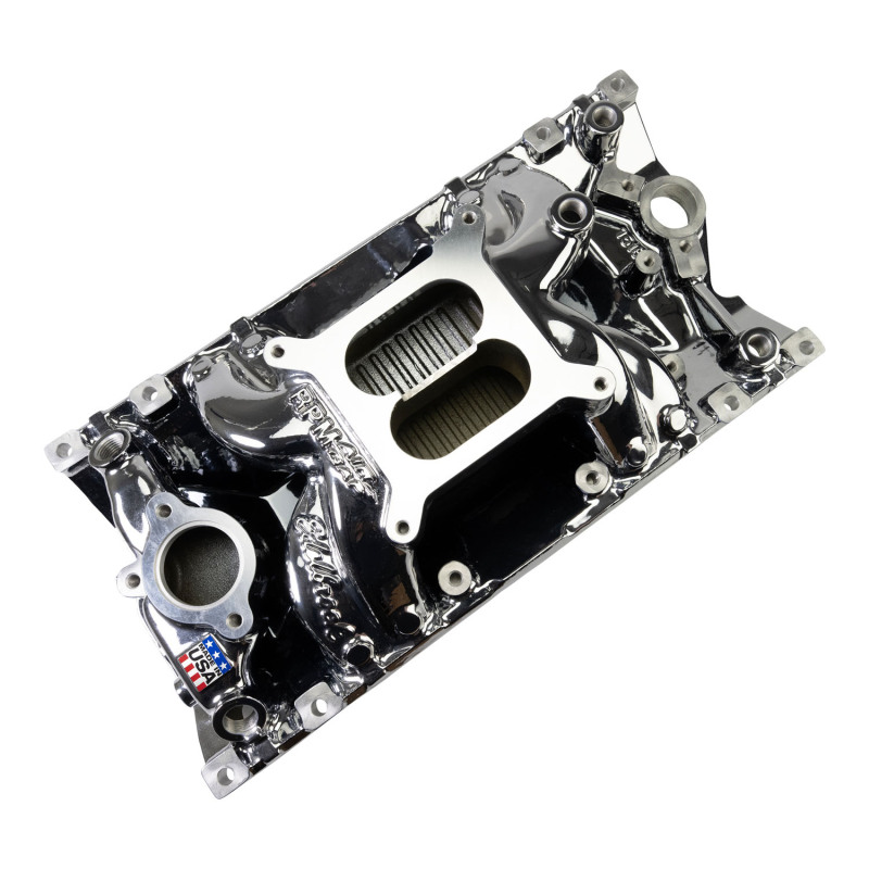 Edelbrock Performer RPM Air-Gap Intake Manifolds 7516-CP Manifold, Air Gap, Dual Plane, Aluminum, Chrome Plasma Coated, Square Bore, Chevy, Vortec/E-Tec, Each thumbnail 4