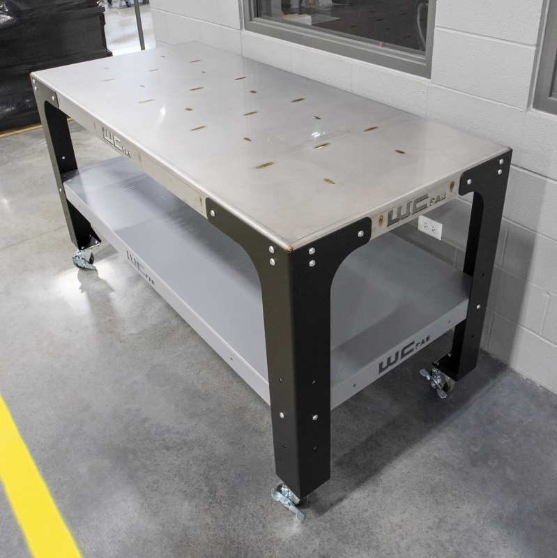 Wehrli Modular Steel Work Bench Top/Shelf Kit - 32in x 72in x .120in Thick (Grey & Raw Steel) thumbnail 2