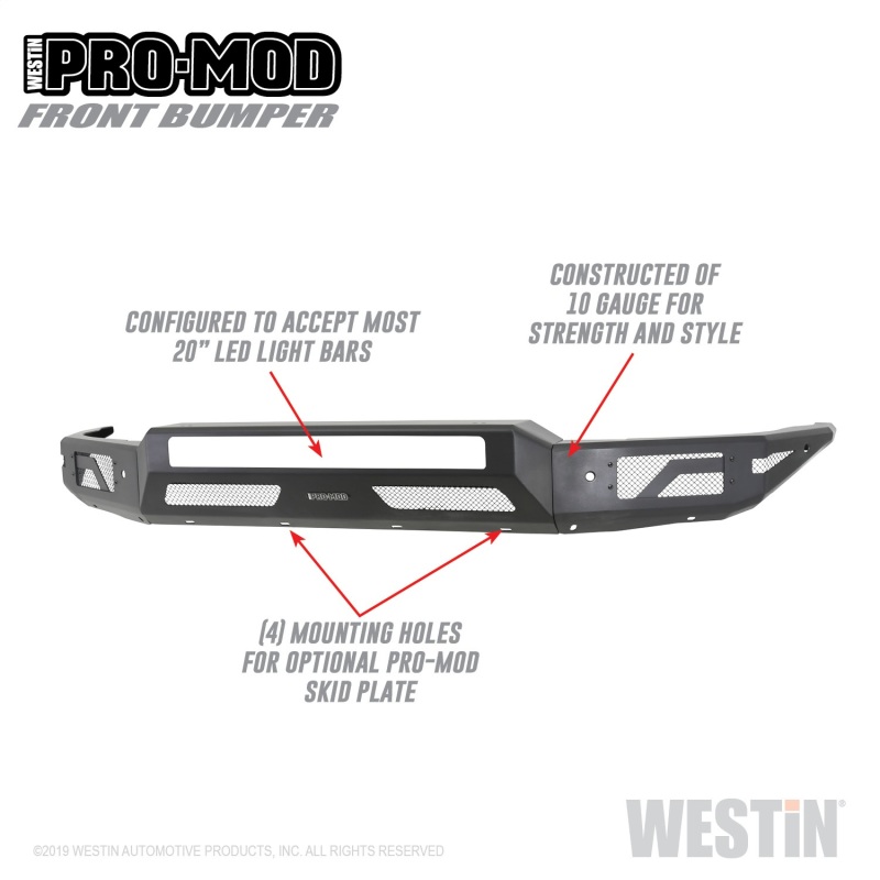 Westin 15-19 Chevrolet Silverado 2500/3500 Pro-Mod Front Bumper - Textured Black thumbnail 7