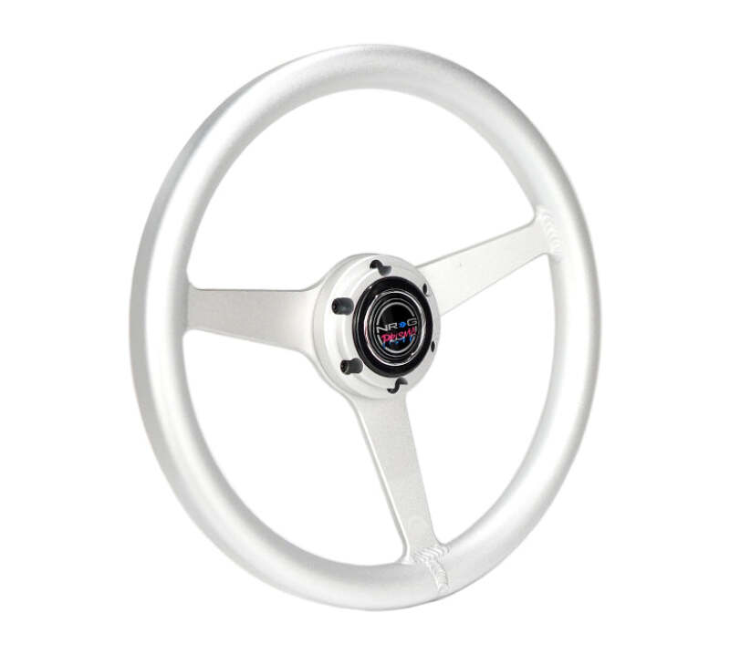 NRG Aluminum Steering Wheel 330mm - Heritage Solid Spoke - Ergonomic Grip - Anadized Silver thumbnail 3