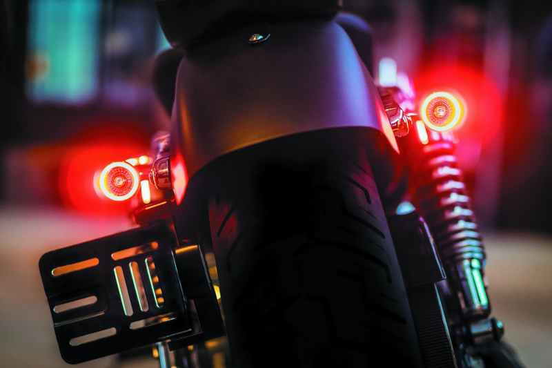 Kuryakyn Kellermann Bullet 1000 Marker Lights 2555 Light, 1000, 1.500 in. Diameter, LED, Red Lens, Amber/Red LED, Diecast, Satin Black, Each thumbnail 8