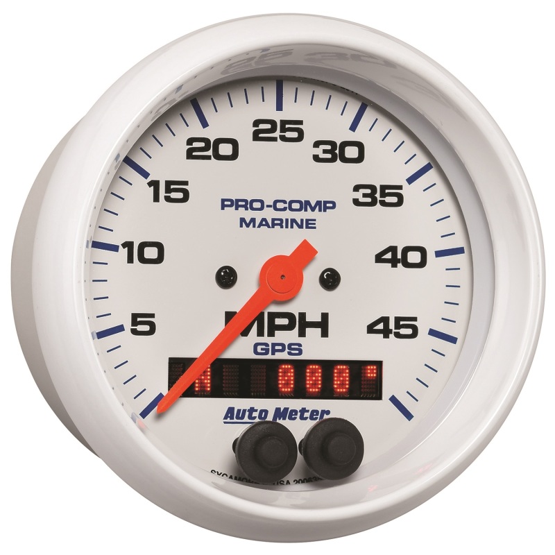 Autometer Marine White 3 3/8in 50MPH GPS Speedometer Gauge thumbnail 8