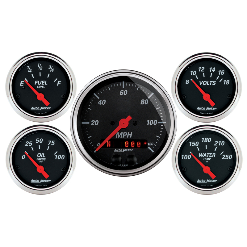 Autometer Designer Black Dash Kit 5pc MPH / Fuel / Oil / WTMP / Volt thumbnail 3