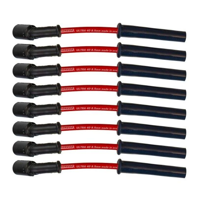 Moroso GM LS 5.7L/6.0L/6.2L/7.0L Ultra 40 8.5mm Multi-Angle Boot Ignition Spark Plug Wire Set - Red