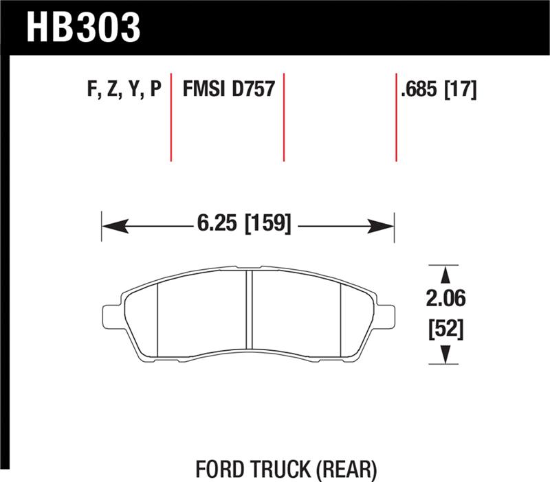 Hawk 99-05 Cadillac Excursion / 99-04 Ford F-250/F-350 Super Duty Pickup Rear LTS Street Brake Pads