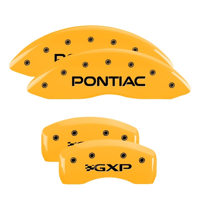 MGP 4 Caliper Covers Engraved Front Pontiac Rear Gxp Yellow Finish Blk Char 2005 Pontiac Bonneville thumbnail 6