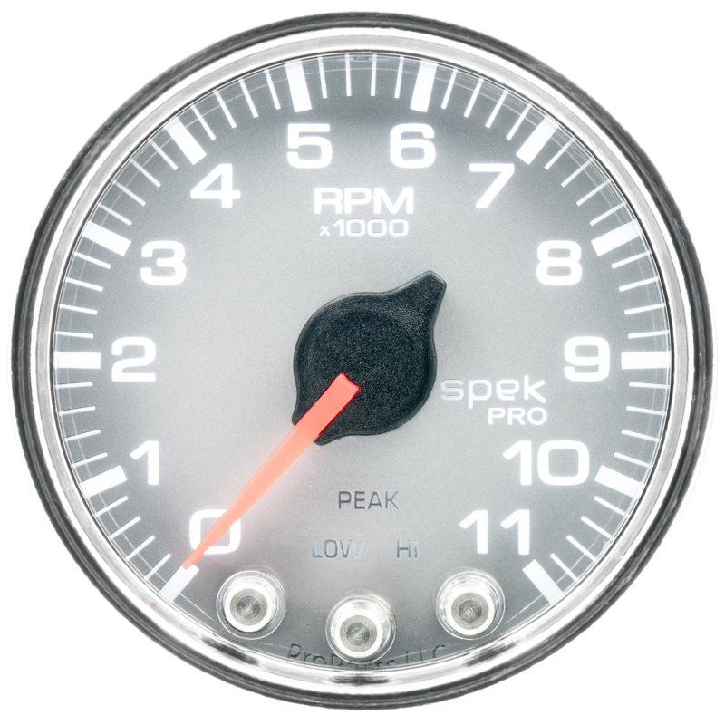 Autometer Spek-Pro Gauge Tach 2 1/16in 11K Rpm W/ Shift Light & Peak Mem Slvr/Chrm thumbnail 5