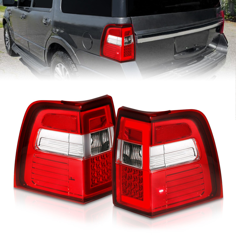 ANZO 07-17 For Expedition LED Taillights w/ Light Bar Chrome Housing Red/Clear Lens thumbnail 3
