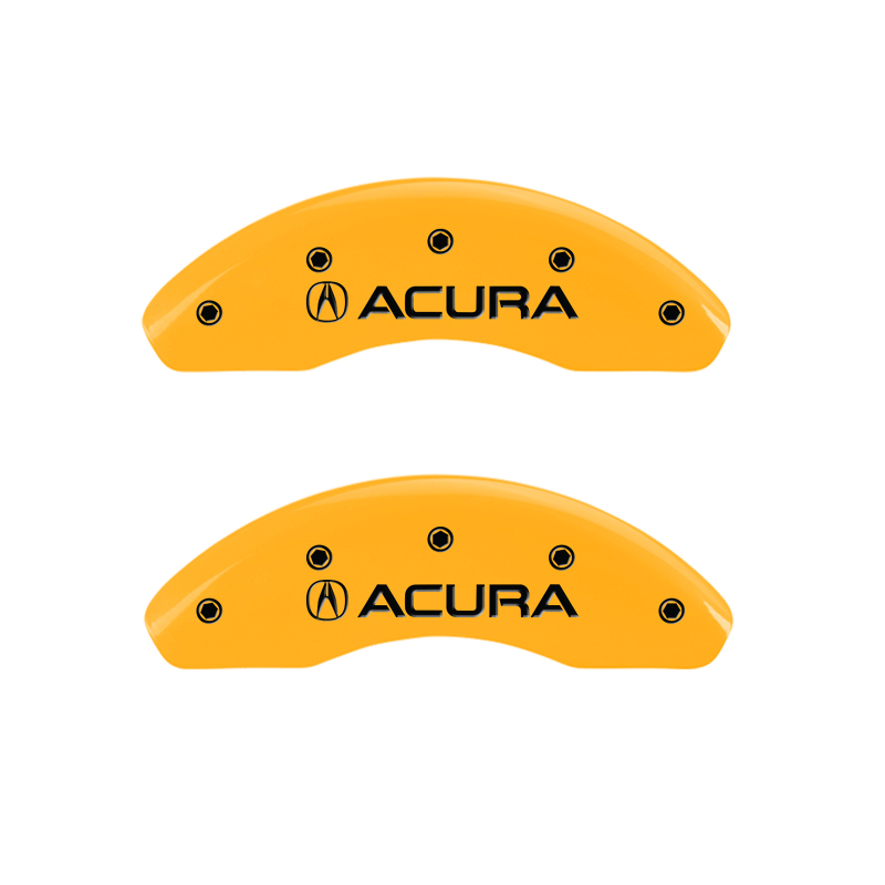 MGP 4 Caliper Covers Engraved Front & Rear Acura Yellow finish black ch thumbnail 5