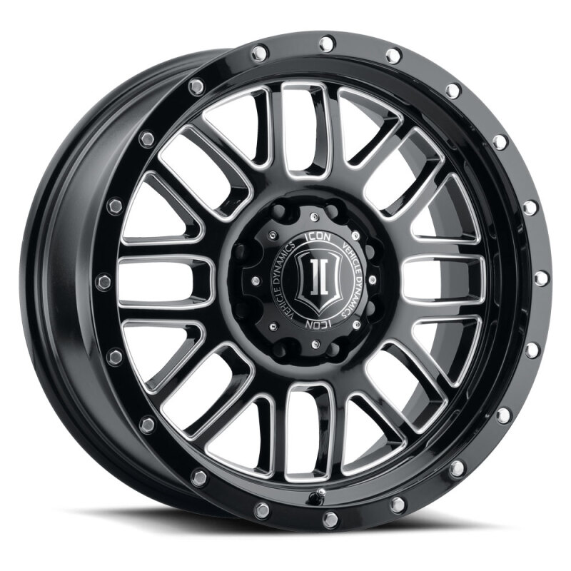 ICON Alpha 20x9 / 6x5.5 / 16mm / 5.625in BS Gloss Black Wheel w/ Milled Windows