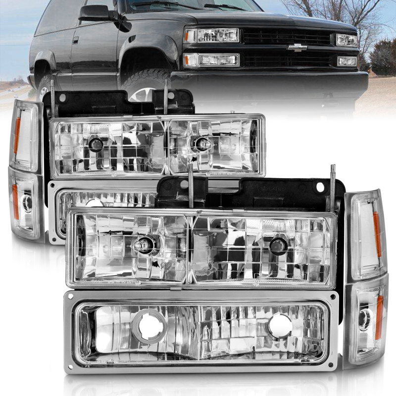 ANZO 88-98 Chevrolet C1500 Crystal Headlights Chrome w/ Signal and Side Marker Lights thumbnail 6