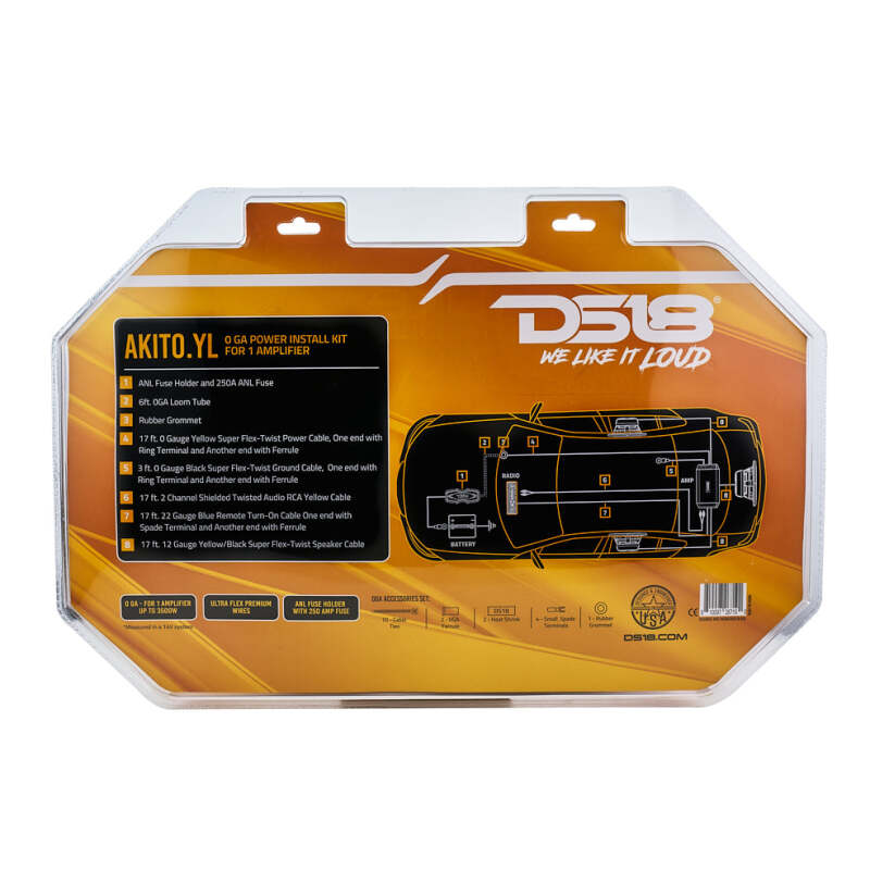 DS18 0-GA Amplifier Install Kit Advance- Yellow thumbnail 6