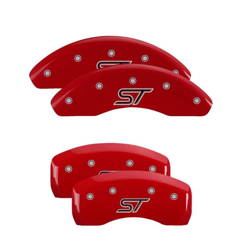 MGP 4 Caliper Covers Engraved Front & Rear Oval logo/Ford Red finish silver ch thumbnail 6