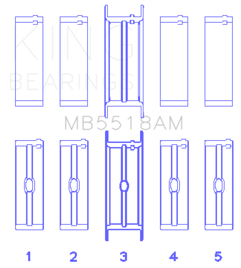 King Engine Bearings AMC / Jeep 390 & 401 (Undersize 0.20IN) Crankshaft Main Bearing Set thumbnail 2