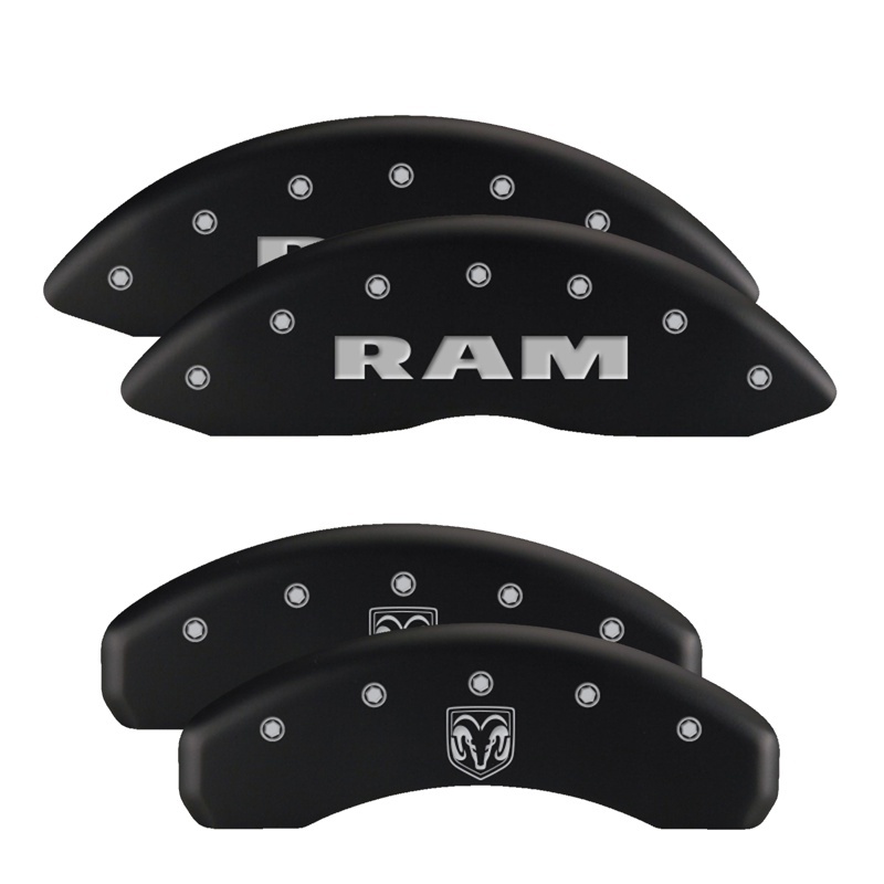 MGP 4 Caliper Covers Engraved Front & Rear With stripes/Dodge Black finish silver ch thumbnail 7