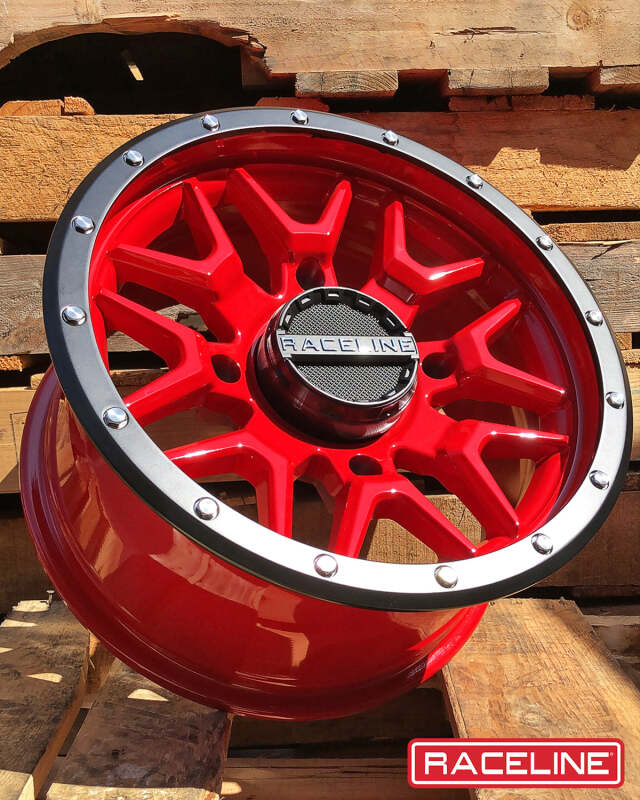 Raceline A94R Krank 14x7in / 4x156 BP / 38mm Offset / 132.5mm Bore - Red & Black Lip Wheel thumbnail 9