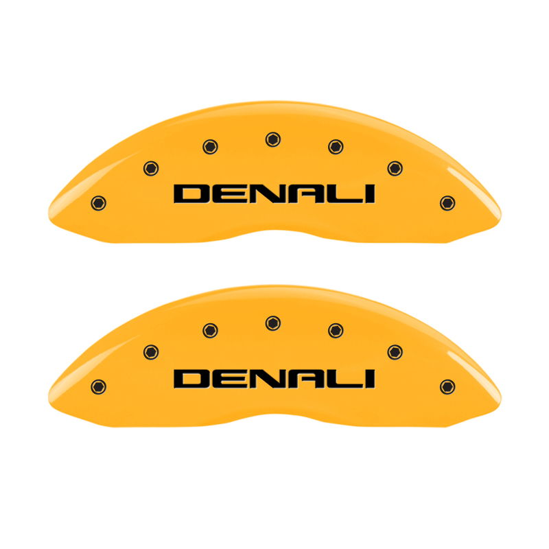 MGP 4 Caliper Covers Engraved Front & Rear Denali Yellow finish black ch thumbnail 6