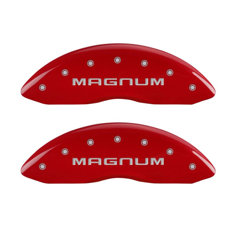 MGP 4 Caliper Covers Engraved Front & Rear Magnum Red finish silver ch thumbnail 7