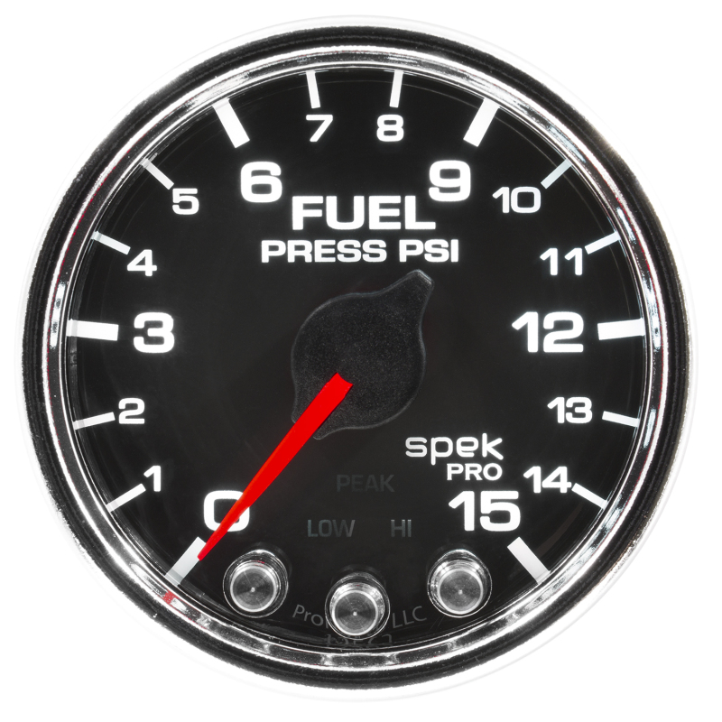 Autometer Spek-Pro Gauge Fuel Press 2 1/16in 15psi Stepper Motor W/Peak & Warn Blk/Chrm thumbnail 8