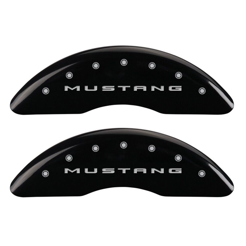 MGP 4 Caliper Covers Engraved Front 2015/Mustang Engraved Rear 2015/50 Black finish silver ch thumbnail 7