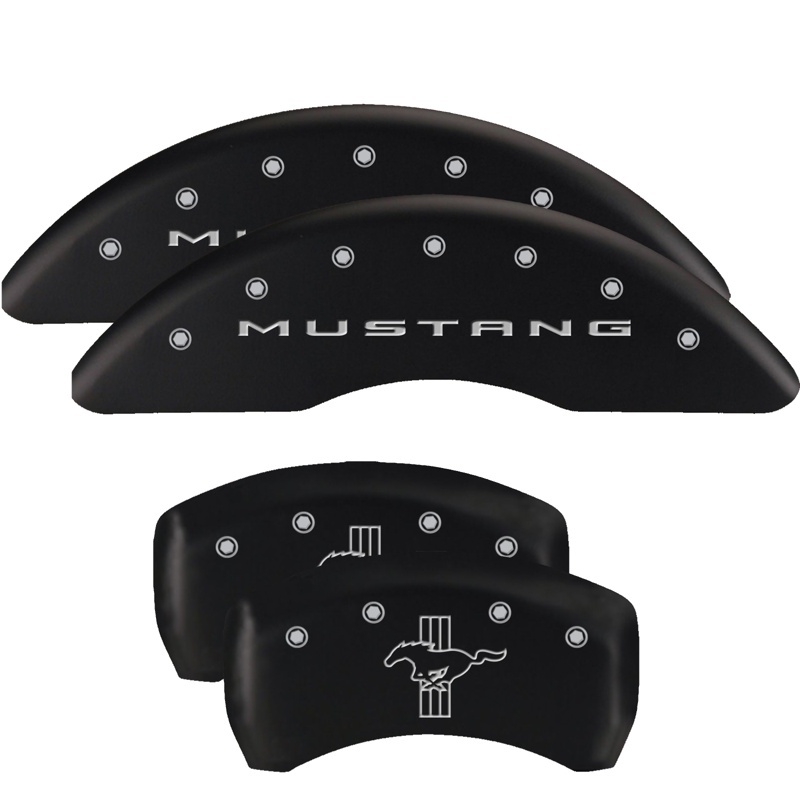 MGP 4 Caliper Covers Engraved Front 2015/Mustang Engraved Rear 2015/Bar & Pony Black finish slvr ch thumbnail 4