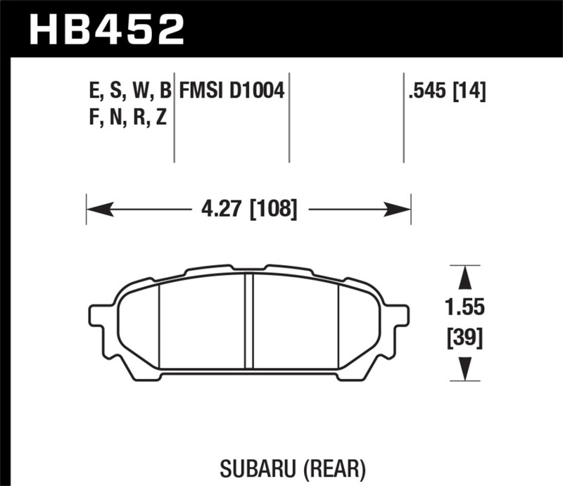 Hawk 03-05 WRX D1004 HPS Street Rear Brake Pads thumbnail 5