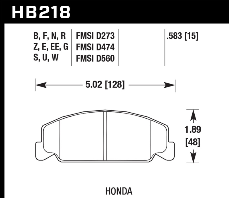 Hawk 88-89 Civic Si / 92-00 Civic CX / 88-00 DX / 98-00 GX Performance Ceramic Street Front Brake Pa thumbnail 6