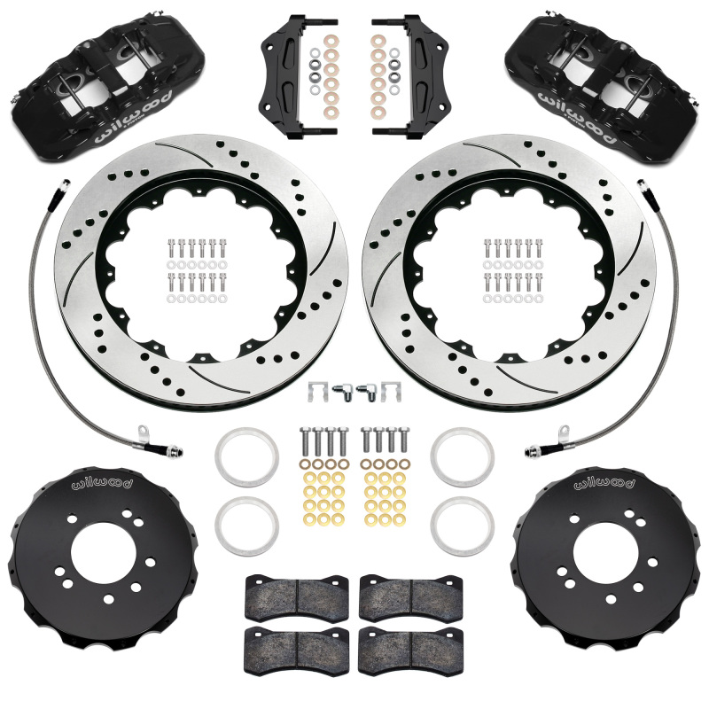 Wilwood 89-98 Nissan 240SX/89-94 Skyline/90-96 300ZX Aerolite 6R Fr BBK w/ 14in D/S Rotors - Black