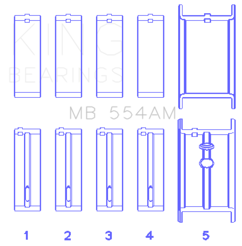 King Engine Bearings GM 265/283/302/327 8 Cyl (Size STD) Main Bearing Set thumbnail 4