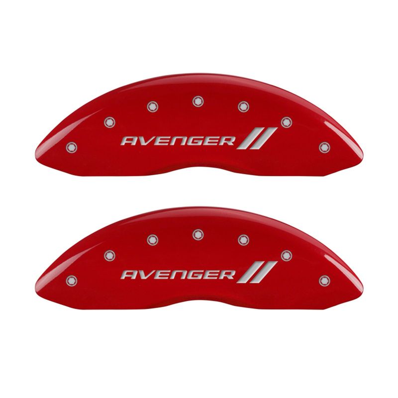 MGP 4 Caliper Covers Engraved Front & Rear With stripes/Avenger Red finish silver ch thumbnail 4
