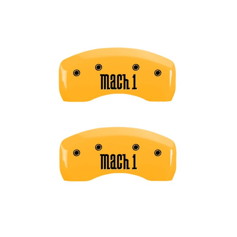 MGP 4 Caliper Covers Engraved Front & Rear Mach 1 Yellow Finish Black Char 2004 Ford Mustang thumbnail 9