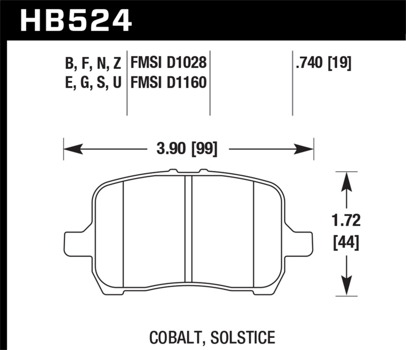 Hawk 05-07 Cobalt SS / 08-09 HHR / 04+ Malibu / 07A+ G5 GT / 06+ G6 / HPS Street Front Brake Pads thumbnail 5