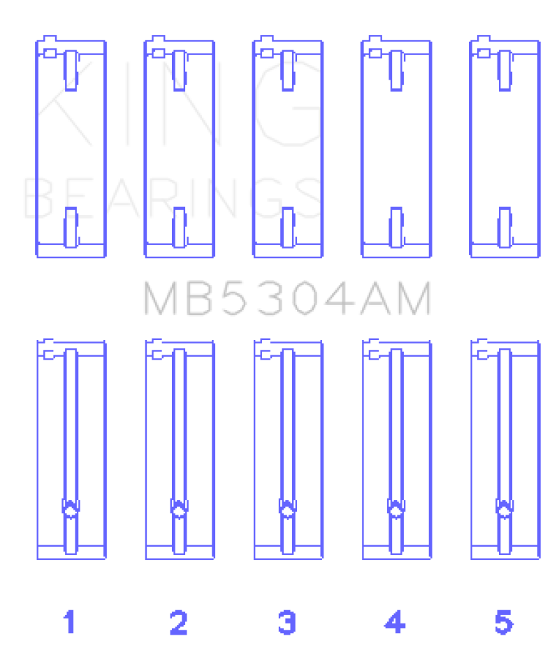 King Engine Bearings Kia/Mazda DOHC 16 Valve/SOHC 16 Valve/SOHC 8 Valve (Size +0.5) Main Bearing Set thumbnail 4
