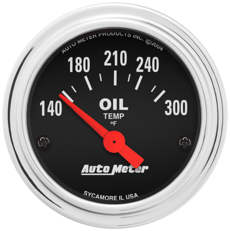 Autometer Traditional Chrome 52mm 140-300 Degree F Short Sweep Electrical Oil Temperature Gauge thumbnail 3