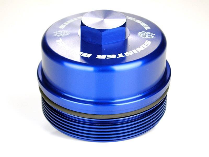 Sinister Diesel 08-10 Ford 6.4L Billet Blue Cap Kit thumbnail 4