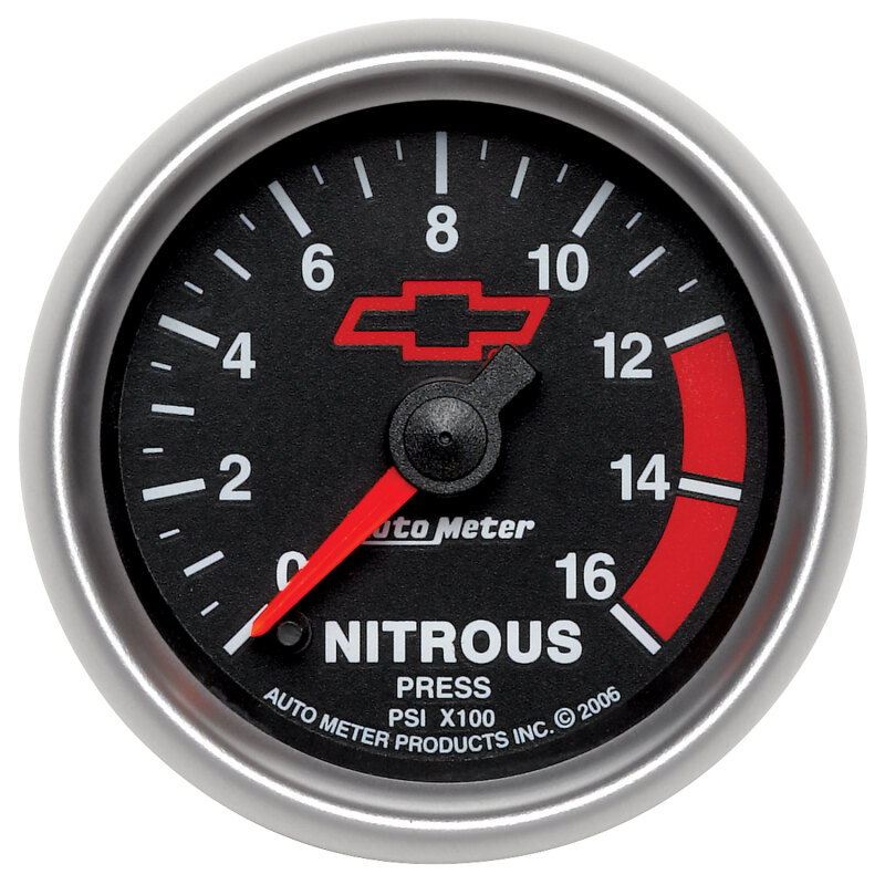 Autometer GM Bowtie Black 2-1/16in 0-1600 PSI Nitrous Pressure - Digital Stepper Motor thumbnail 9