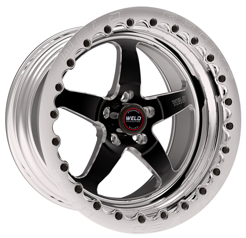 Weld S71 17x11 / 5x115mm BP / 5.8in. BS Black Wheel (Medium Pad) - Polished Single Beadlock MT