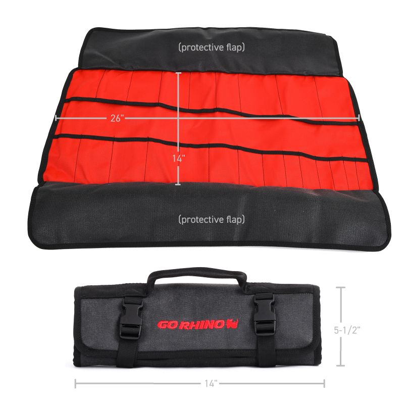 Go Rhino XVenture Gear Tool Wrench Roll - Large (4x4in. Closed) 12oz Waxed Canvas - Black thumbnail 4