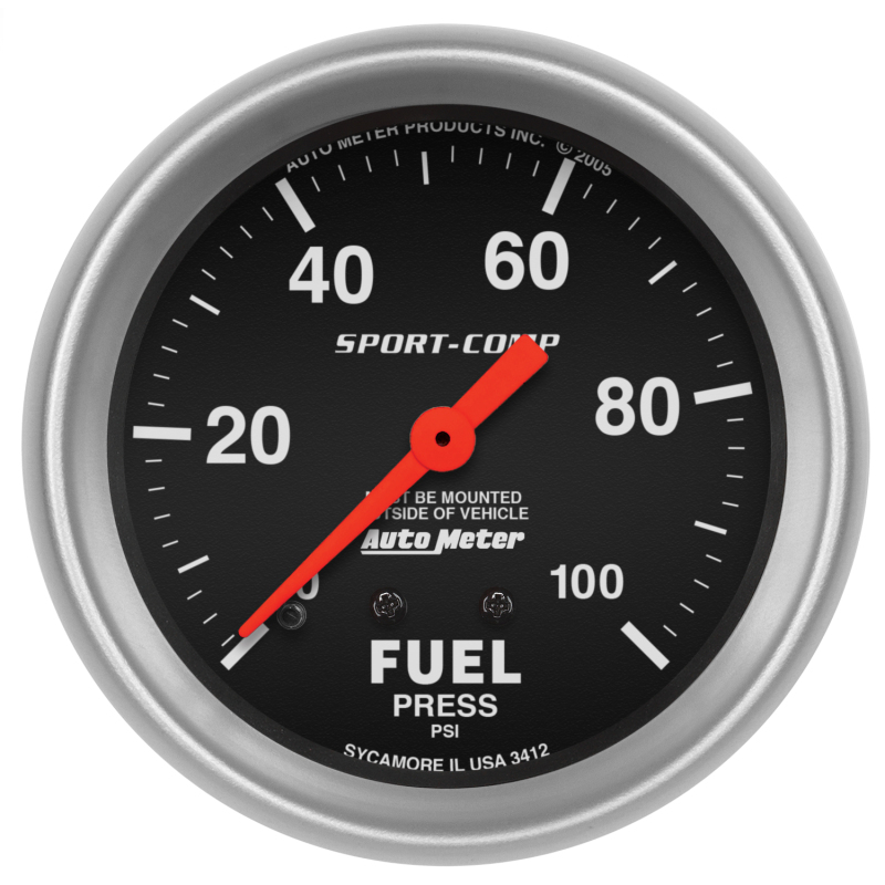 Autometer Sport-Comp 2 5/8in 100psi Mechanical Fuel Pressure Gauge