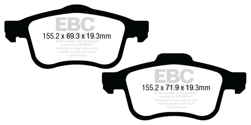 EBC 13+ Fiat 500L 1.4 Turbo Yellowstuff Front Brake Pads thumbnail 5