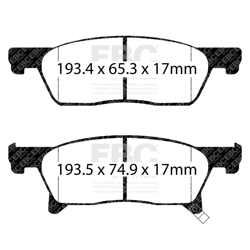 EBC 2018+ Subaru Ascent Yellowstuff Front Brake Pads thumbnail 7