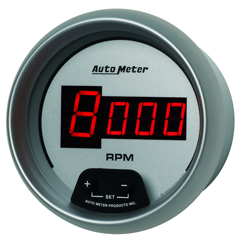 AutoMeter Gauge Tach 3-3/8in. 10K RPM In-Dash Digital Silver Dial W/ Red Led thumbnail 6