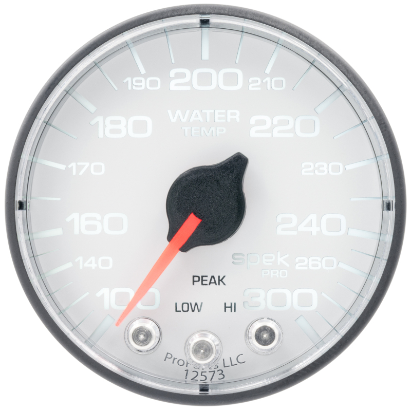 Autometer Spek-Pro Gauge Water Temp 2 1/16in 300f Stepper Motor W/Peak & Warn Wht/Blk thumbnail 6