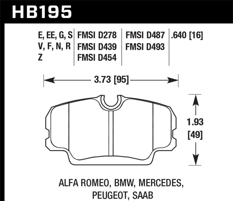 Hawk 84-4/91 BMW 325 (E30) HT-10 HPS Street Front Brake Pads thumbnail 5