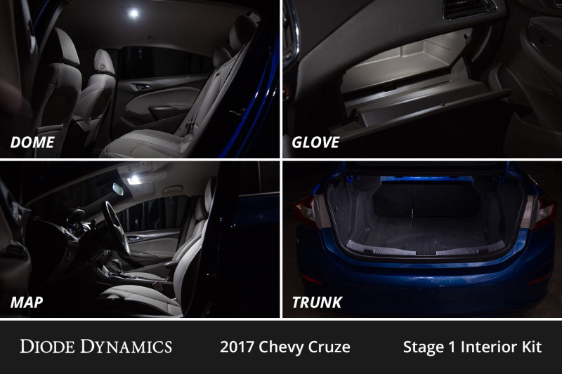 Diode Dynamics 11-15 Chevrolet Cruze Interior LED Kit Cool White Stage 1 thumbnail 9