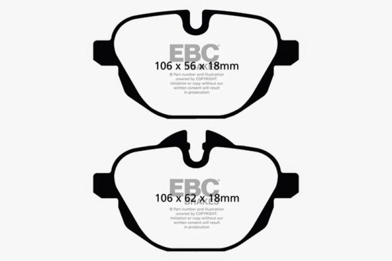 EBC 11+ BMW X3 2.0 Turbo (F25) Greenstuff Rear Brake Pads thumbnail 6