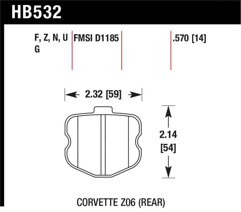 Hawk 06-10 Chevy Corvette (OEM Pad Design) Rear Performance Ceramic Sreet Brake Pads