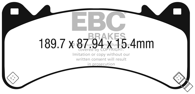 EBC 2015+ Chevrolet Tahoe 2WD (6 Piston Brembo) Ultimax2 Front Brake Pads thumbnail 6